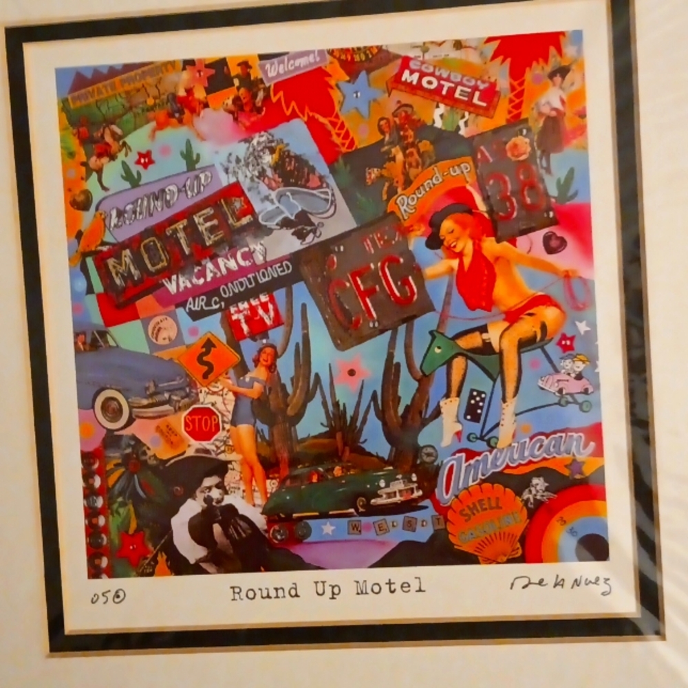 NELSON DE LA NUEZ Signed Print of ROUND UP MOTEL
